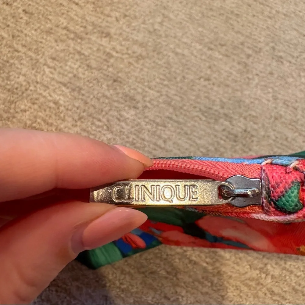 lulu dk For Clinique Pink Floral Makeup/Cosmetic Bag